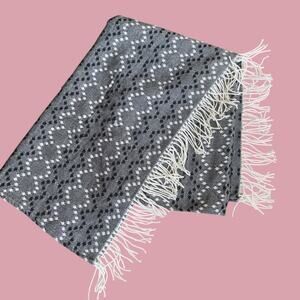 West Elm throw blanket geometric black white gray pattern